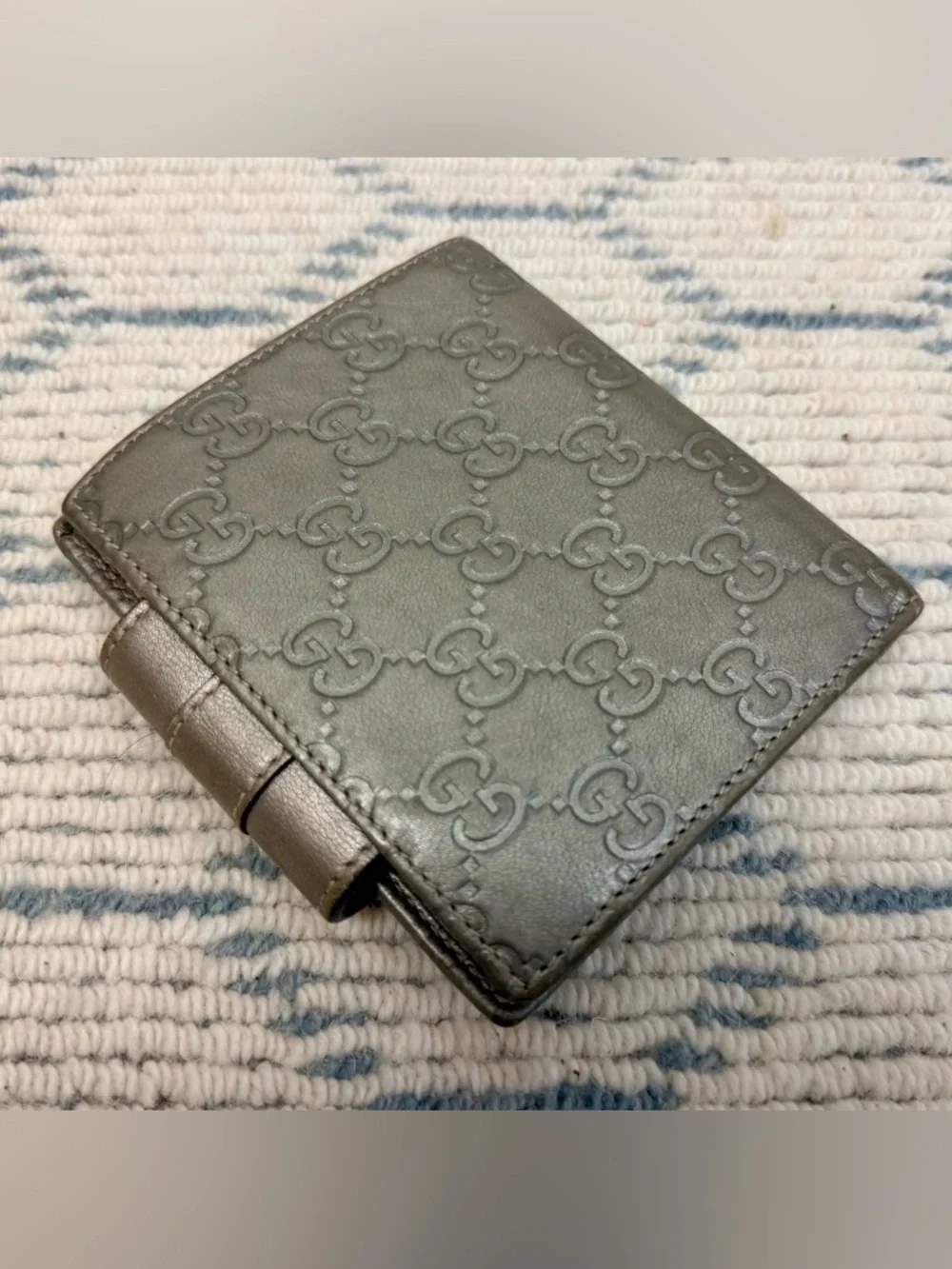 GUCCI Metallic Grey Signature GuccissimaGG Monogram Leather Bifold French Wallet - Picture 10 of 16